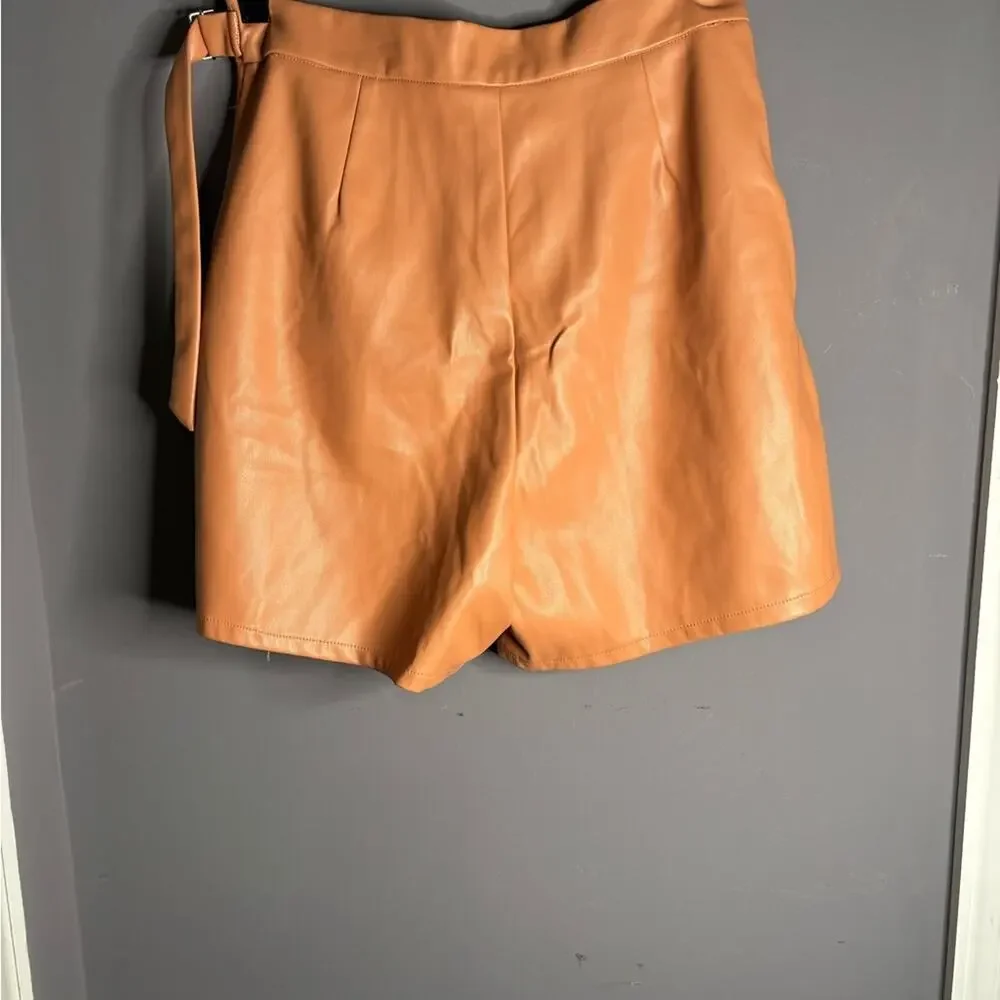 4th & Reckless Dark Pinkish High Waisted Faux Leather Shorts Medium